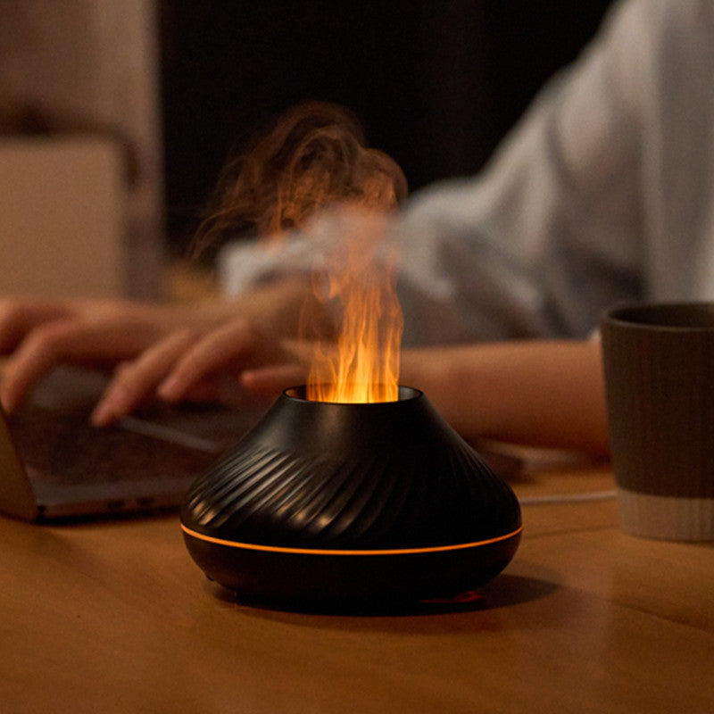 RGB Flame Aroma Diffuser 130Ml 3d Colorful Flame Humidifier Fire Volcano Diffuser Flame