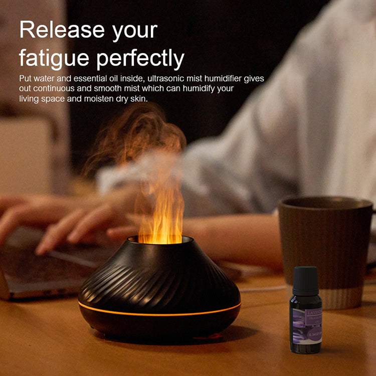 RGB Flame Aroma Diffuser 130Ml 3d Colorful Flame Humidifier Fire Volcano Diffuser Flame